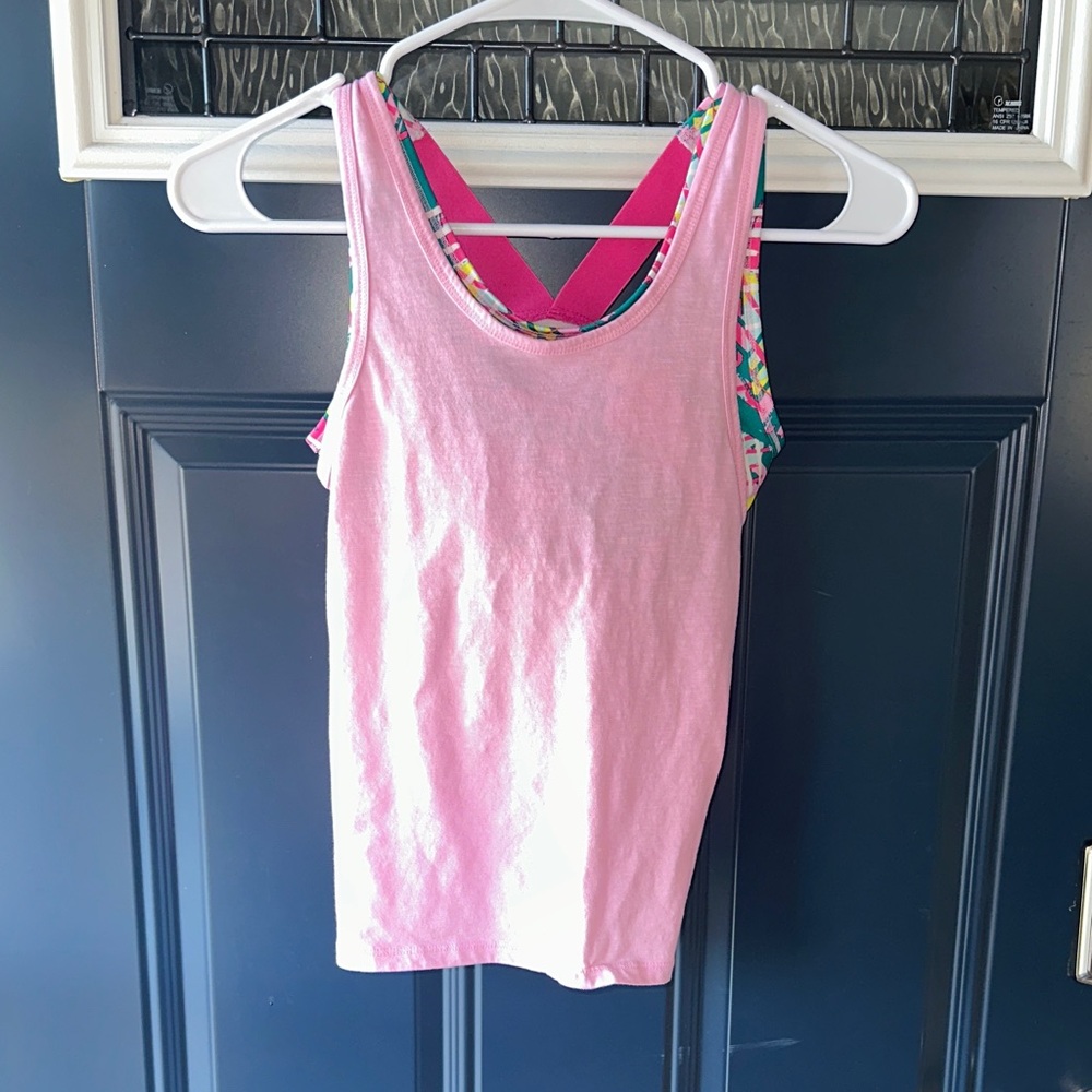 Pink and Multicolor Tank Top w/ sports bra